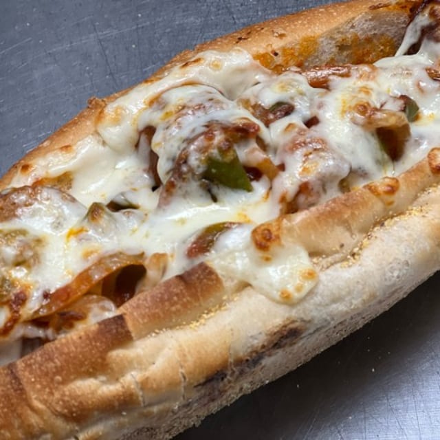 SMALL SAUSAGE, ONION & PEPPER PARM SUB.
